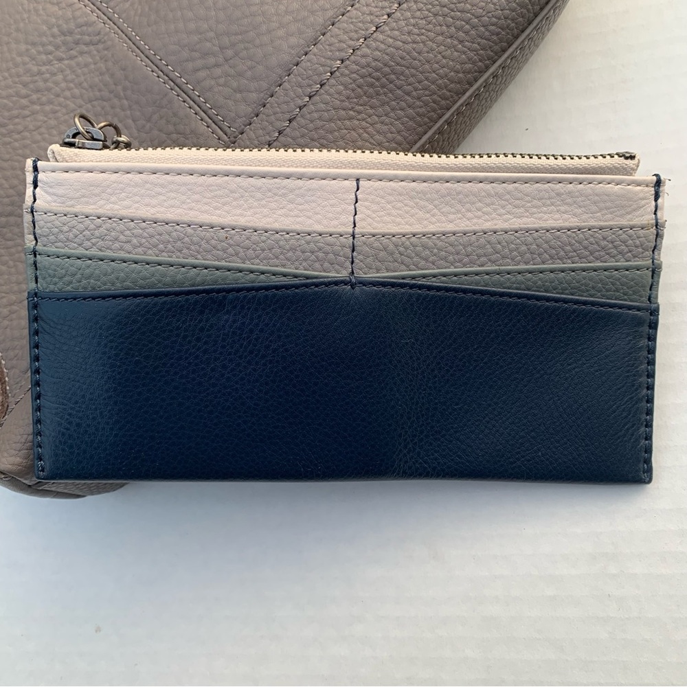The Sak Lucia Crossbody Bag w/Neva Large Card Wallet in Mushroom & Indigo Block - Picture 11 of 12